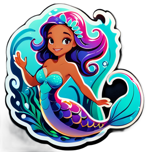 A whimsical mermaid underwater sticker