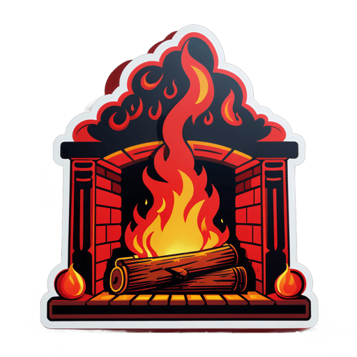 Red Fire Crackling in a Fireplace sticker