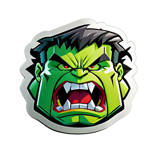 Hulk en colère qui perce un mur, style 3D sticker