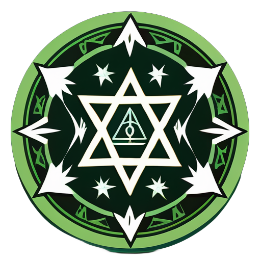 magic seal, Aleister Crowley's unicursal hexagram, Interwoven unicursal hexagram, spell, sacred, secret, green, not a hexagram, the seal of orichalcos sticker