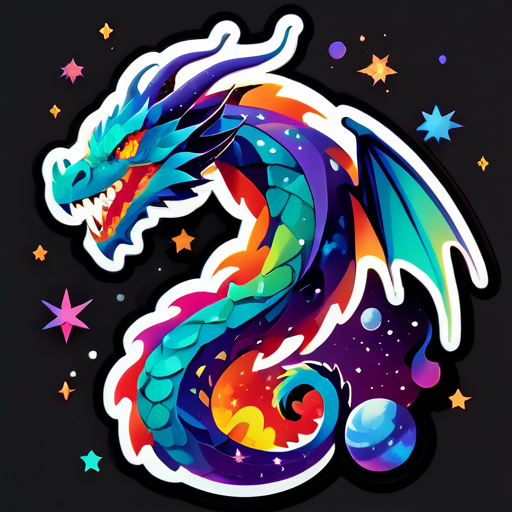 dragón en la galaxia sticker