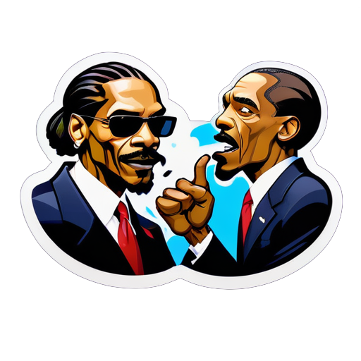 obama peleando con snop dogg sticker