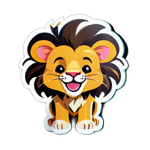 lion with cute smile sticker