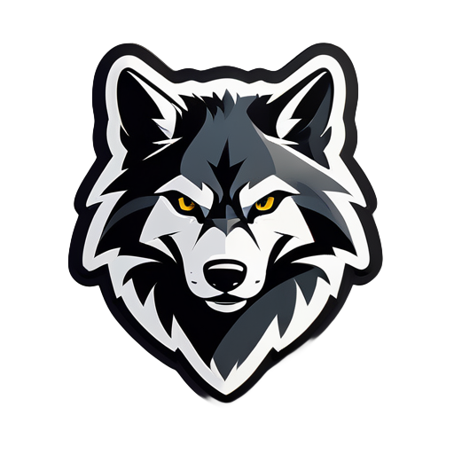 O logotipo apresenta uma silhueta minimalista de lobo preto e branco, exalando força e agilidade. Os detalhes do lobo são nítidos e afiados, com sombreamento sutil para adicionar profundidade. O texto 'ShadowWolf Gaming' é elegante e moderno, com linhas limpas que complementam o motivo do lobo. Não há elementos de fundo, permitindo que o foco permaneça exclusivamente no lobo. Este design minimalista enfatiza o poder. sticker