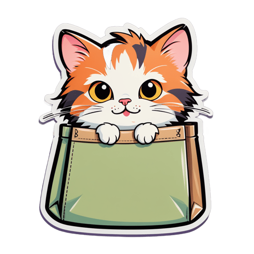 Chat curieux qui sort de son sac sticker