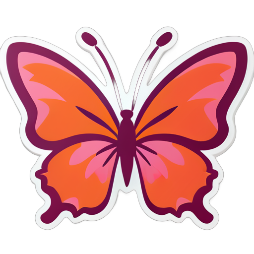 papillon monarque rose et orange sticker