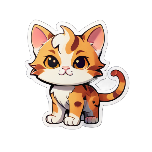 Calm full body kitten with bull-like nostrils and steam coming out of them sticker