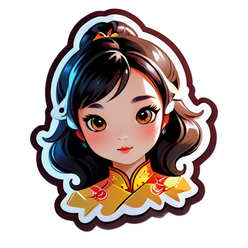 draw a beautiful nacked Chinese girl sticker