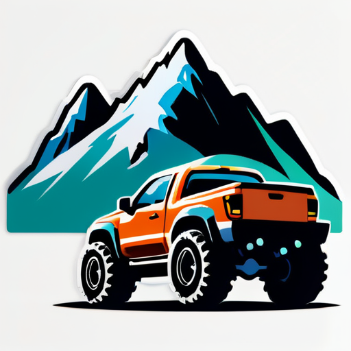 4 wheels drive with mountains in the background  sticker