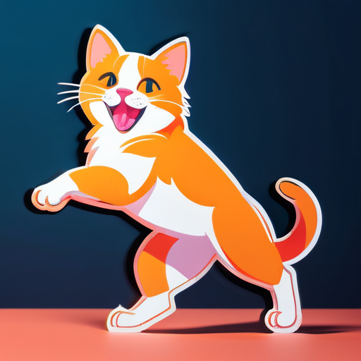 a cat dancing with a dog sticker