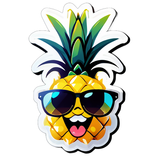 A happy pineapple wearing sunglasses sticker