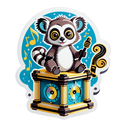 Lullaby Lemur with Music Box sticker