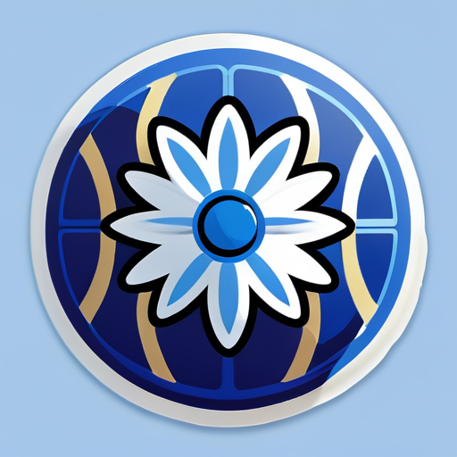 blue flower，basketball sticker