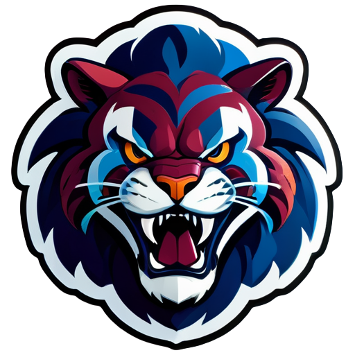 Fußballmannschaft das Team Symbol ist ein Tiger und Sturm und die Teamfarben Burgund und Blau sticker