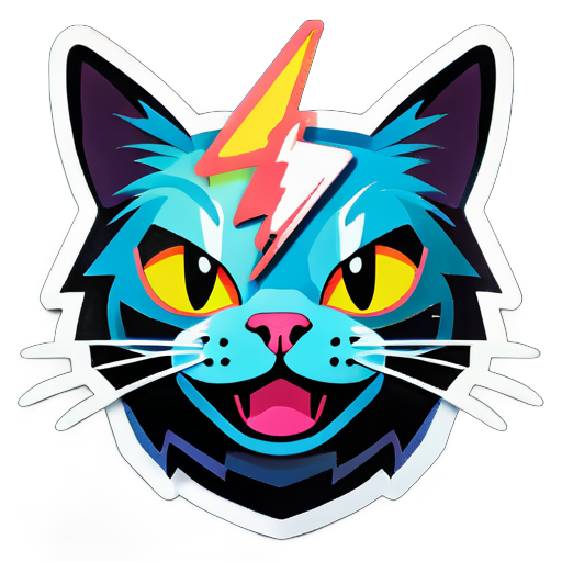 Cat face, lightning sticker