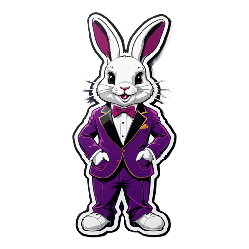 Lapin R&B avec costume en velours sticker