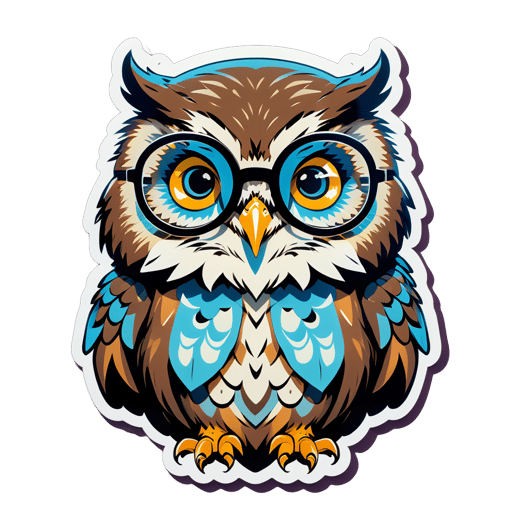 Wise Owl with Glasses sticker