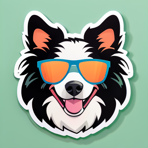 Border collie wearing sunglasses sticker