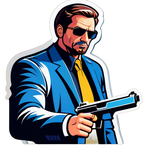  man should point a desert eagle gun towards laptop sticker