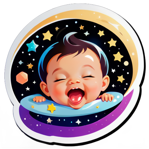 create a sticker of universe in baby's mouth sticker