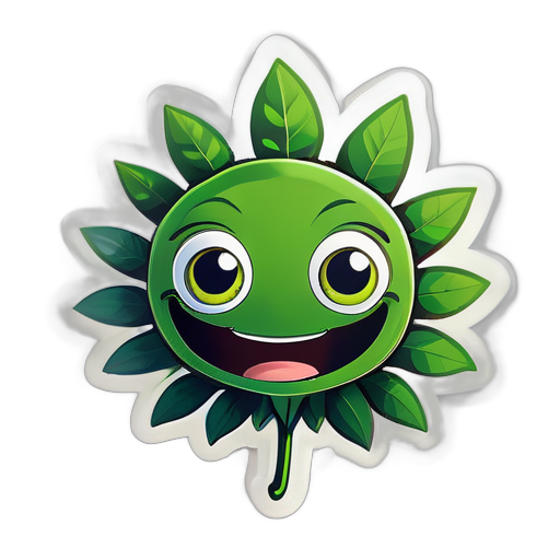 A happy cannabis leaf with big, cute eyes and a wide smile. sticker