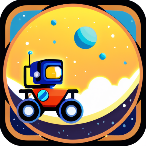 You need to develop a game called 'Moon Landing.' The hero of this game is a small lunar rover that explores the surface of the Moon. His goal is to conduct the longest possible exploration. Guys, he has a dangerous job! On his way, he encounters obstacles that need to be avoided. Our hero can recharge the battery during the flight, increasing sticker