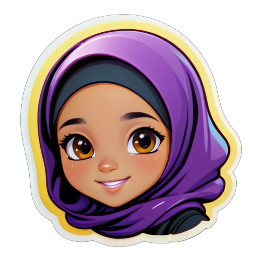 Small girl student wearing hijab sticker