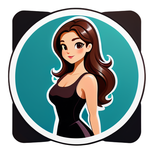 Beautiful brown haired woman, hourglass body shape sticker