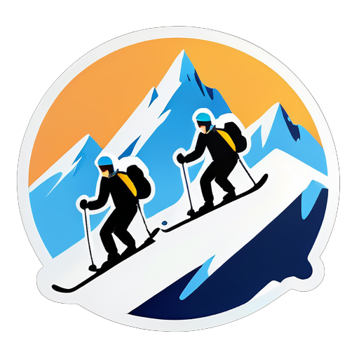 4 hommes skiant sur une montagne sticker