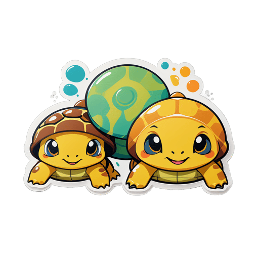 Tortues dodues ocre sticker