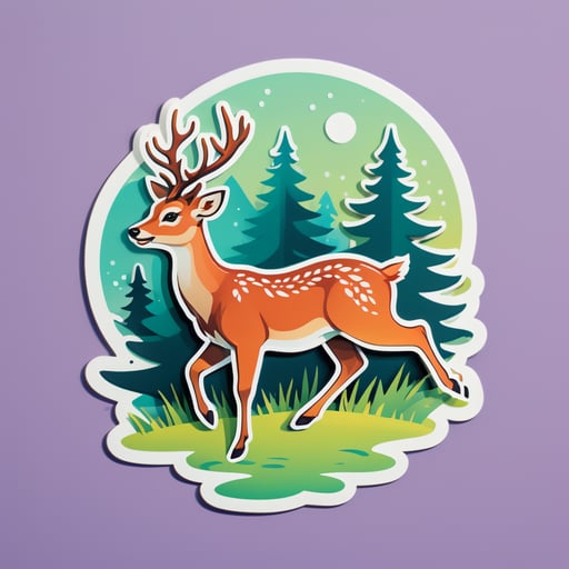 Cerf qui gambade sticker