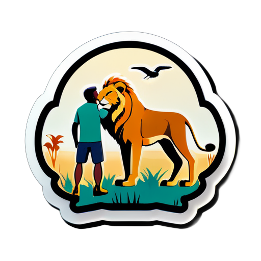 Make a photo depicting your father's love for gazelles and lions. sticker