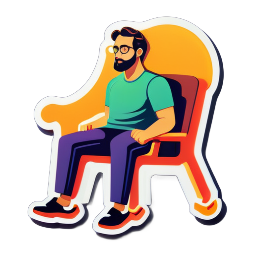 notion like, illustration, a man sit on a chair and lean to his left
 sticker