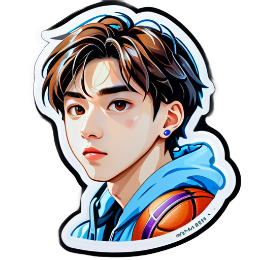 cai xukun,jogar basquete sticker