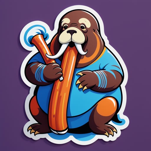 World Music Walrus with Didgeridoo sticker