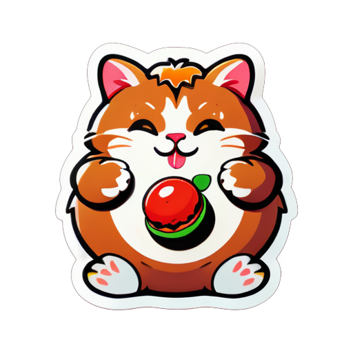 one fat cat eating gulabjamun sticker