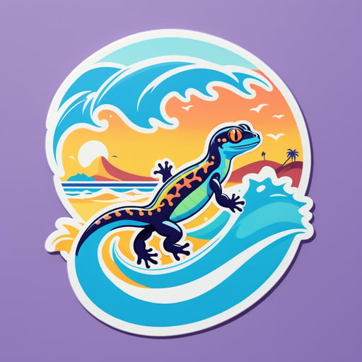 Surf Salamander com Pano de Fundo da Praia sticker