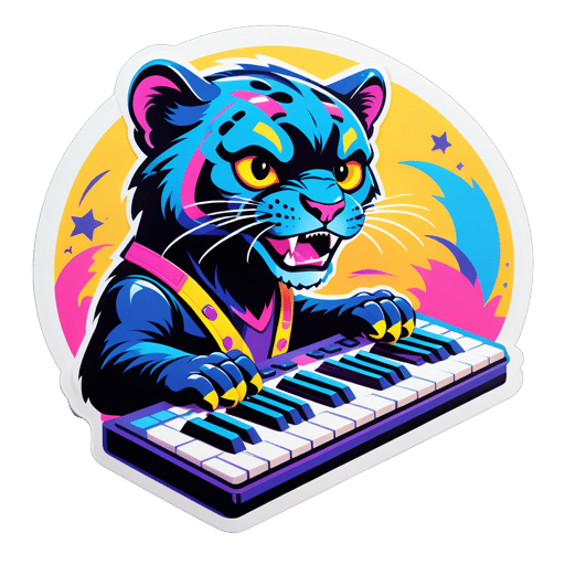 Panthère Power Pop avec Clavier sticker