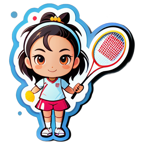 a cute girl with badminton sticker