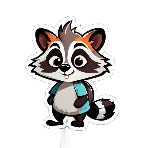 This Is An Illustration Of Cartoon Portrait Funny Nursery Schetch  Drawn Tall Thin Funny racoon Like Creature sticker