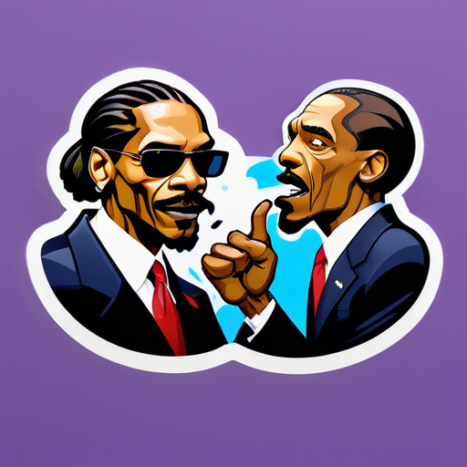 obama peleando con snop dogg sticker