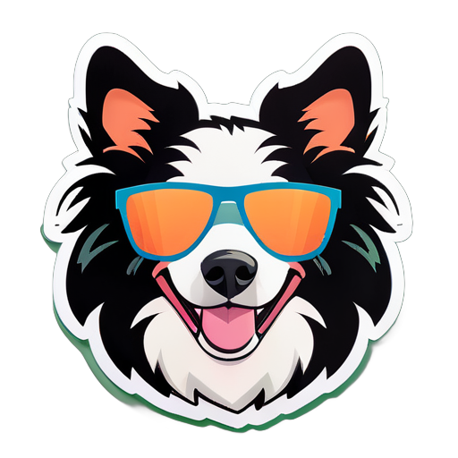 Border collie wearing sunglasses sticker