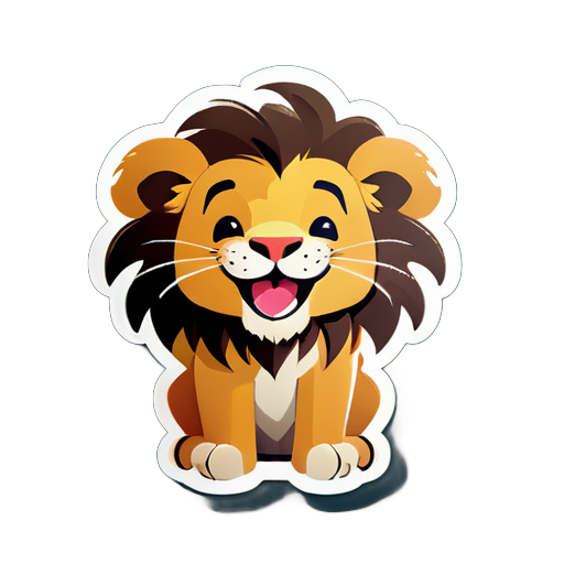 lion with cute smile sticker