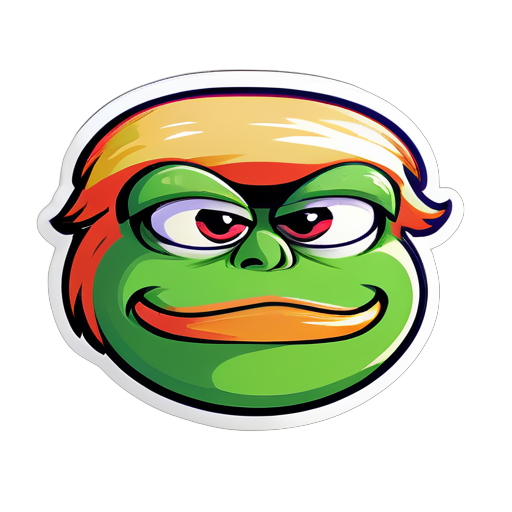 donald trump that has the face of pepe the meme frog mascot sticker