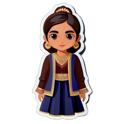 i am a north indian girl with fair skin and dark brown hair give me modern clothes sticker