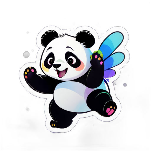 A flying panda sticker