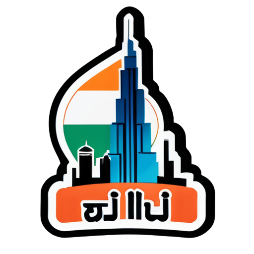 Quiero el Burj Khalifa con la bandera de la India sticker