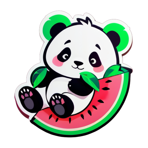 a panda sitting on a watermelon
 sticker