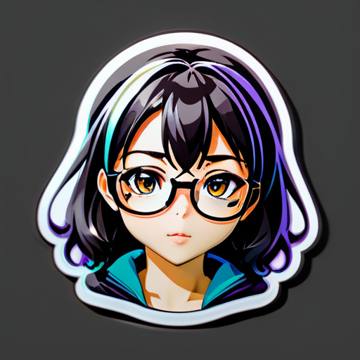 chica anime con lentes nsfw  sticker