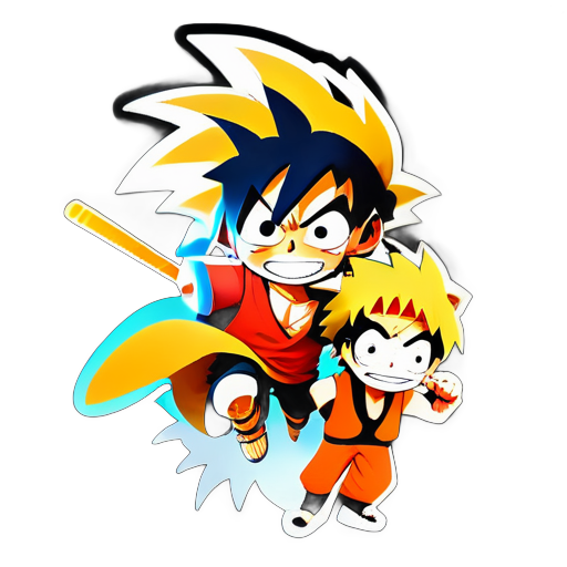 sự kết hợp giữa Goku, Luffy và Naruto trong một nhân vật sticker